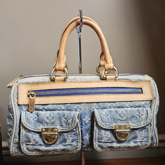 Auth LOUIS VUITTON Neo Speedy Denim Jean Handbag - Picture 4 of 17